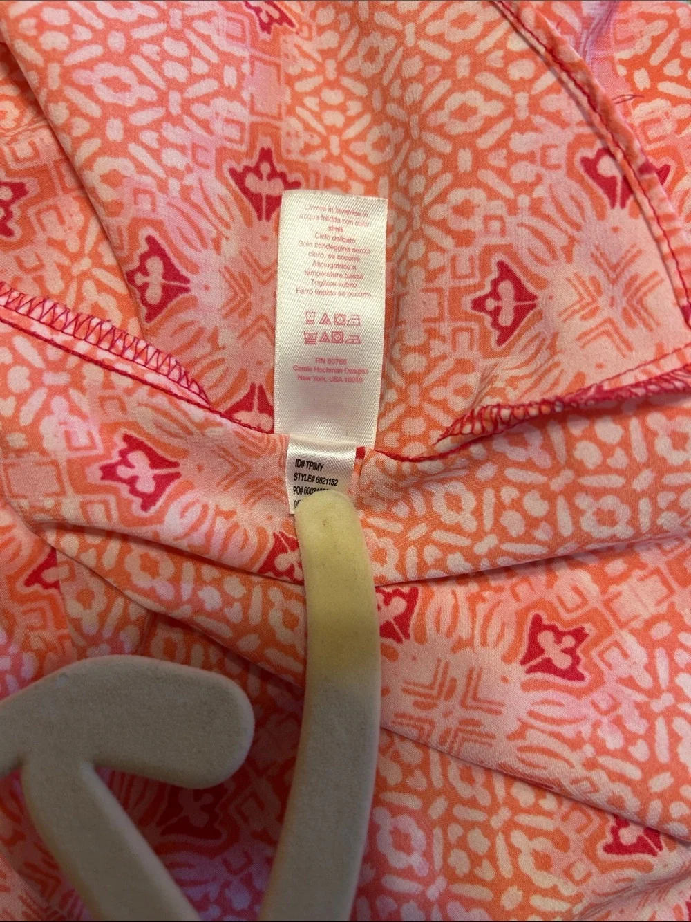 Oscar de la Renta Pink Geometric & Floral V-Neck Slip Dress